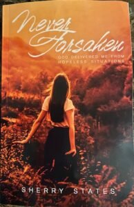 My Memoir. Never Forsaken: God Delivers Me From Hopeless Situations will give you all the twists and turns of life. Including life struggles, roads to recovery from multiple addictions, trauma, tragedies, rapes, abusive marriages, miracles, healing, redemption, salvation, angel encounters, near-death vision, and much more. It will encourage, inspire, and help many that go through similar struggles and situations. It will help people think and learn that through everything, God loves us, delivers us, and moves mountains for us.